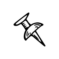 Doodle paper pin. Office paper clips. Hand drawn vector line art illustration.
