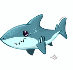 Happy little cute shark vector art