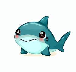 Happy little cute shark vector art