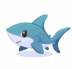 Obraz premium Happy little cute shark vector art