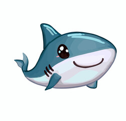 Happy little cute shark vector art