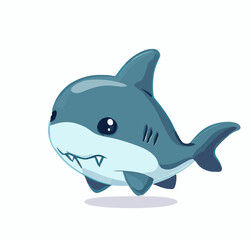 Happy little cute shark vector art