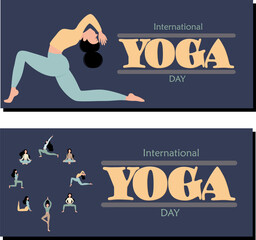 Postcard for International Day of Yoga. The girl does yoga