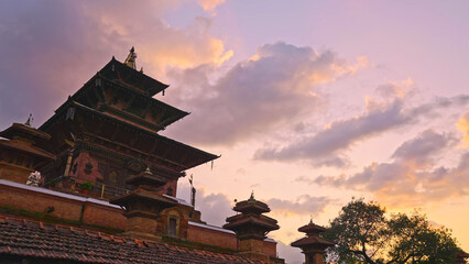 Taleju Temple or Taleju Mandir in Durbar square during a picturesque sunset, Kathmandu, Nepal