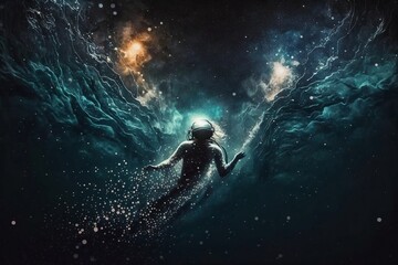 Obraz na płótnie Canvas swimming space background dark infinite space