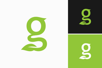 letter g with leaf logo vector premium design