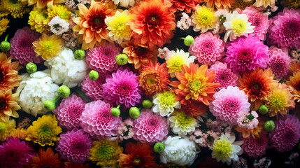 Obraz na płótnie Canvas Handmade Chrysanthemum Flower Wall Background. created with Generative AI