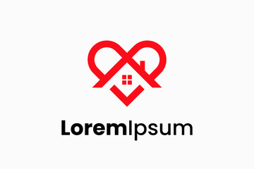 home with heart for real estate logo vector premium design