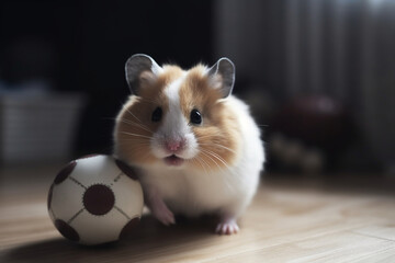 a cute hamster playing ball