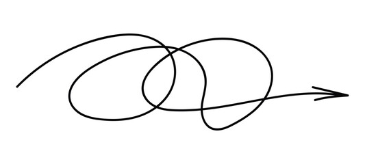 Hand drawn line spiral arrow. Vector isolated illustration