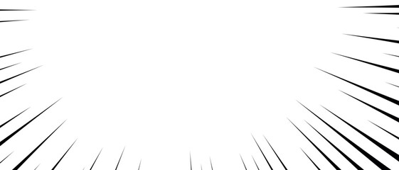Comic book speed lines. Action lines Manga effect. Pattern of fast burst anime boom. Vector isolated illustration