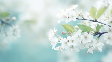 Spring blossom trees background. Illustration AI Generative.