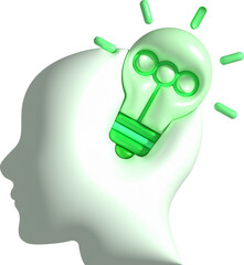 illustration 3D, a light bulb on the head work idea concept