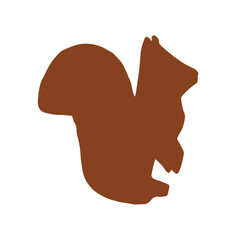 Brown squirrel silhouette vector on a white background