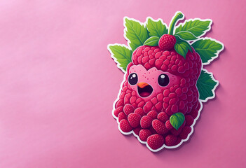 raspberry cute sticker made with Generative AI
