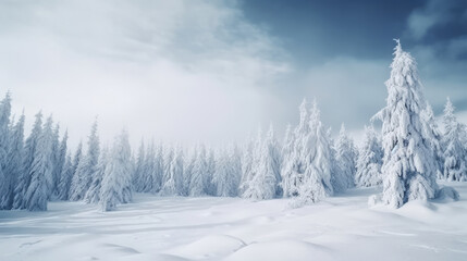 Obraz premium Winter Christmas Forest Background. Illustration AI Generative.