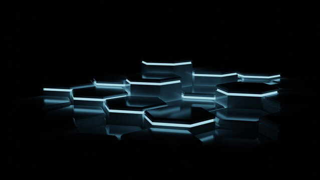 Glowing pillars azure