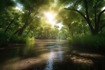 An image of a serene river meandering through Generative AI 4
