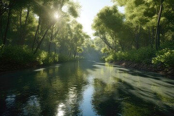 Fototapeta na wymiar An image of a serene river meandering through Generative AI 6