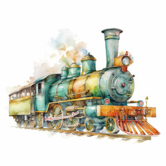 Fototapeta na wymiar Train Elegant and Sophisticated Watercolor Digital Art . Generative ai
