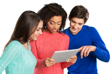 Teenager happy Friends with a digital Tablet