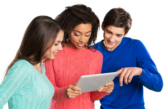 Teenager happy Friends with a digital Tablet