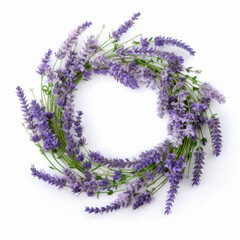 Lavender flower wreath. Illustration AI Generative.