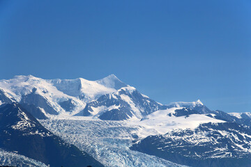 Fototapeta na wymiar Alaska, mountain landscape with Harvard Glacier in College Fjord 