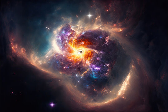 Majestic release of energy of cosmic star collapse in deep space wallpaper. Generative AI illustration.