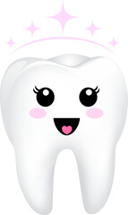 Cute cartoon tooth character. Dental care concept, illustration.