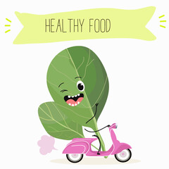 Illustration with funny characters Chinese cabbage, lettuce,  cabbage,peking,  spinach. Funny and healthy food. Vitamins, salad, cute face food, ingredients, vegetarian, vector cartoon, agriculture.