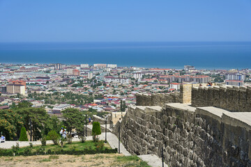 Scenic view of Derbent town from Naryn Kala fortress