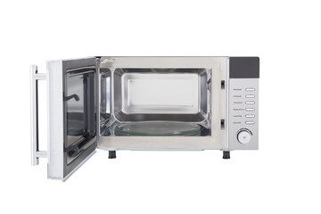 opened microwave isolated on white 