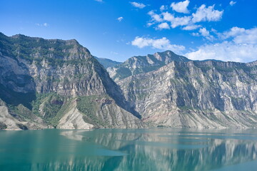 High mountain landscape of Irganai water reservoir in Dagestan