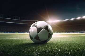 An image of a soccer ball sitting on a perfectly manicu Generative AI 3