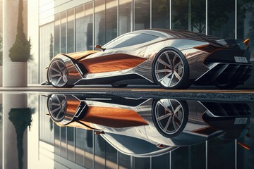 An image of a sleek and shiny sports car parked Generative AI 2