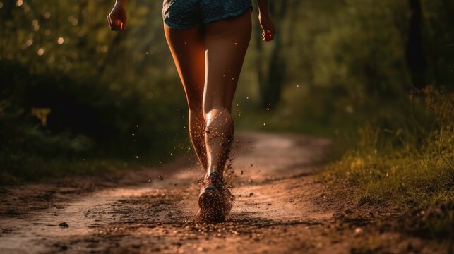 Healthy and fit girl enjoying running in the park (AI generated image)