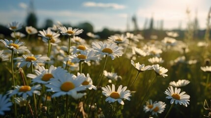 Sunny Glade with Daisy Blossoms (AI Generated)