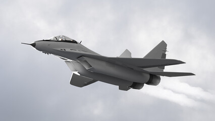 Fototapeta na wymiar 3d render fighter jet flying in the sky war aviation