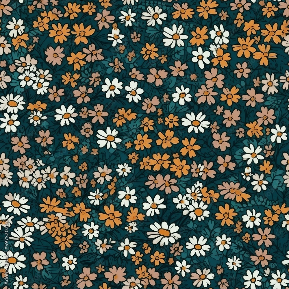 Poster seamless tileable tiny flowers background pattern