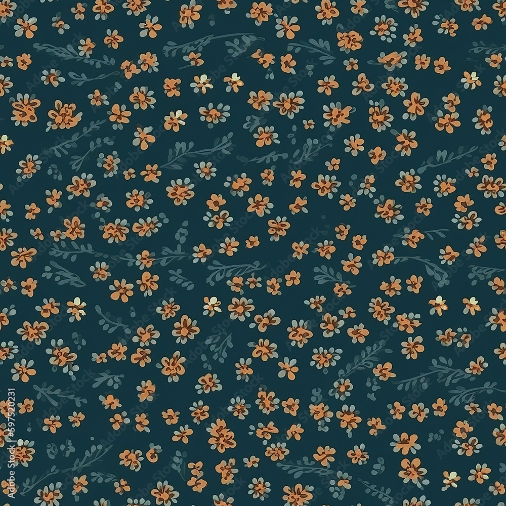 Poster seamless tileable tiny flowers background pattern