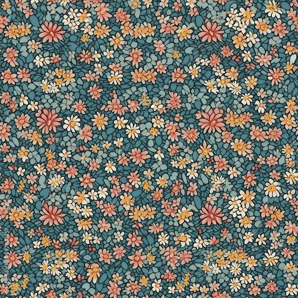 Poster seamless tileable tiny flowers background pattern