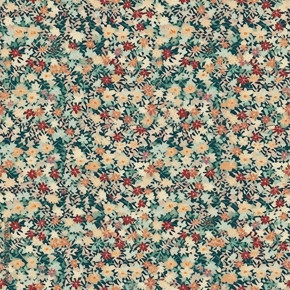 Poster seamless tileable tiny flowers background pattern