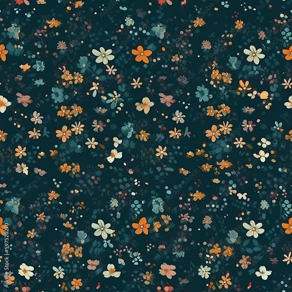 Poster seamless tileable tiny flowers background pattern