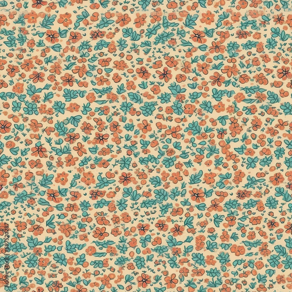 Poster seamless tileable tiny flowers background pattern