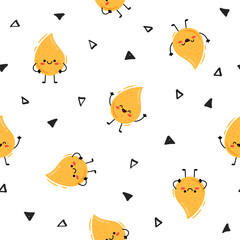 cute cartoon characters yellow drops of urine pattern. Seamless vector pattern on white background