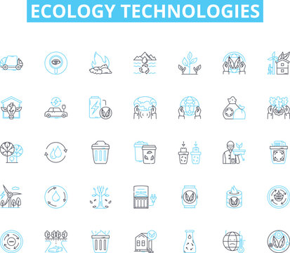 Ecology technologies linear icons set. Solar, Wind, Geothermal, Biomass, Hydroelectric, Carbon-neutral, Composting line vector and concept signs. Recycling,Biodegradable,Rainwater Generative AI