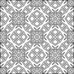 Stylish texture with figures from lines.Abstract geometric black and white pattern for web page, textures, card, poster, fabric, textile. Monochrome graphic repeating design. 