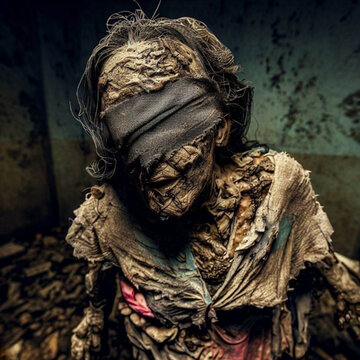 Mulher zumbi inspirado em s&eacute;ries de zumbi create in generative IA 