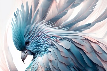 Obraz premium Abstract exotic bird in pastel colors on feathers